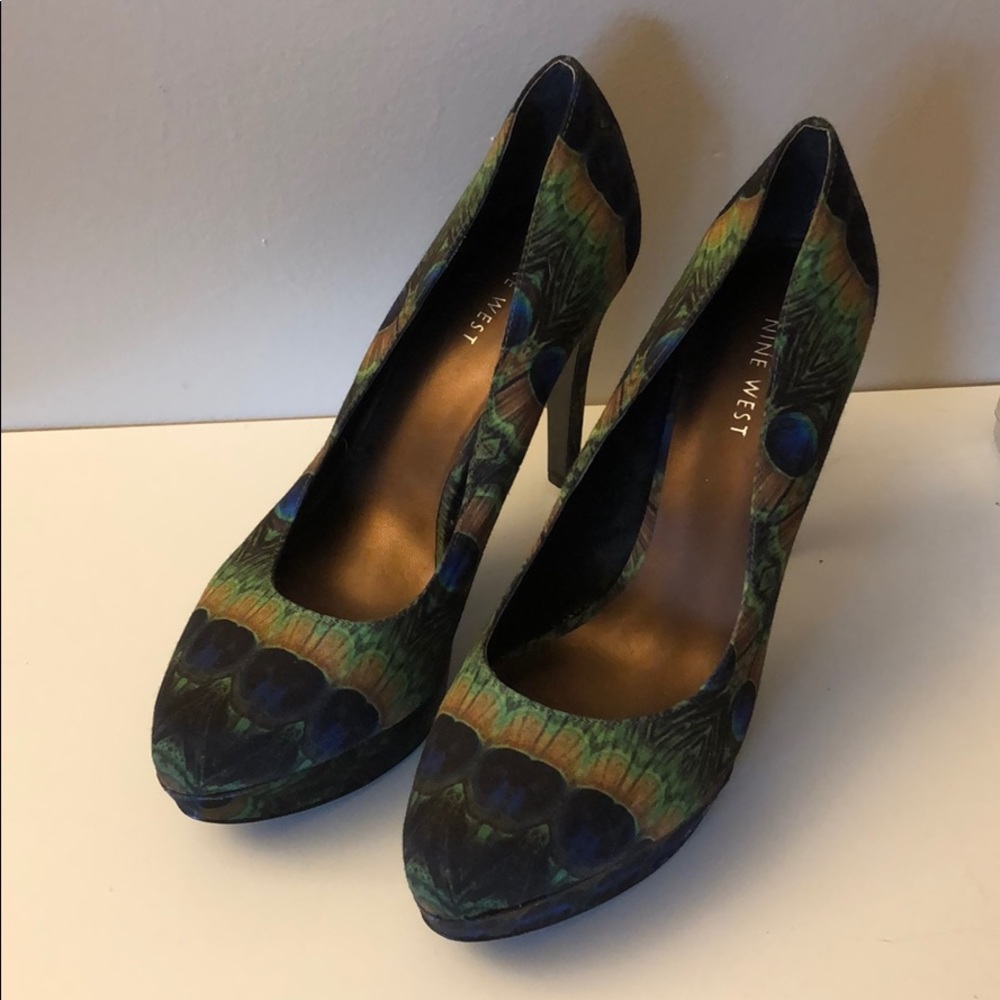 Nine West peacock platform heels